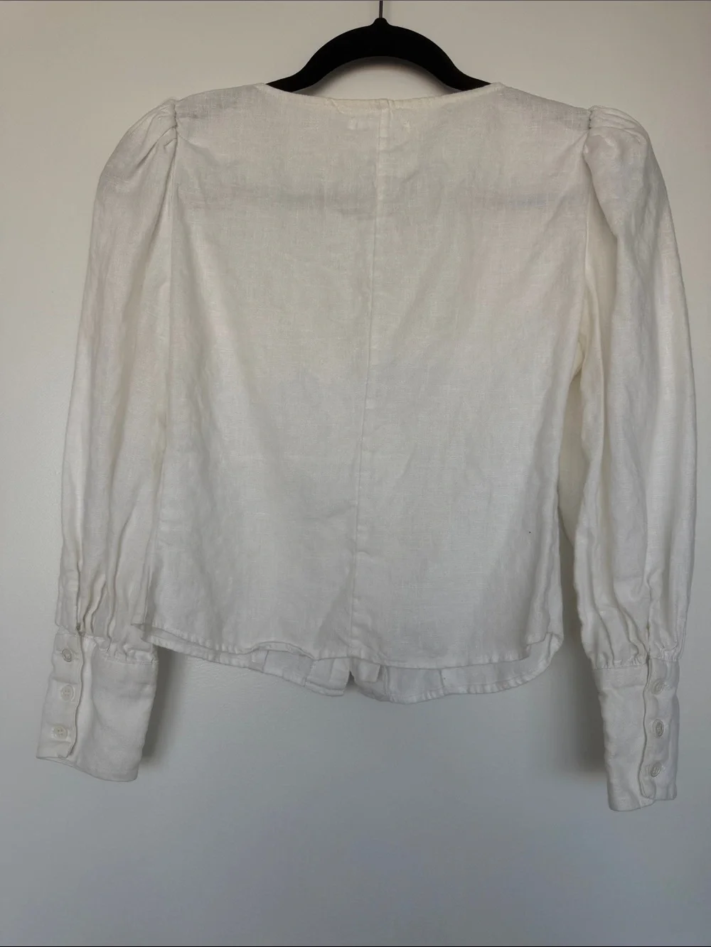 Reformation White 100% Linen Cinched Button Front Blouse Size 0